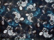 Дюспо Мотоциклы на сине-сером фоне СКИДКА 20%. Отрез 0.95 м